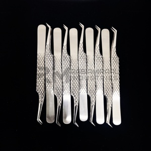 Pinzas de extensión de pestañas de acero inoxidable plateado RMI Diamond Grip Juego de puntos de 45 grados - Product Image 6