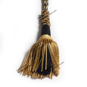 Best Selling Clergy <b>Cord</b> for Bishop Pectoral Cross with Fringes Tassel in <b>Black</b> and Gold Color for Sale - Product Image 1