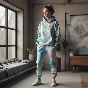 Chándal deportivo de Invierno para mujer OEM, sudadera con capucha y pantalones de chándal con sublimación gráfica, conjunto de mujer con estampado digital - Product Image 2