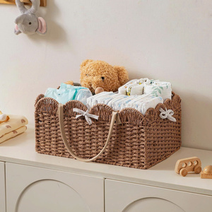 Organizador de pañales portátil grande de Best Choice Products, organizador de pañales de jacinto de agua para bebés, cesta de pañales para bebés - Product Image 4