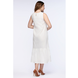 Élégant sans manches solide blanc couleur palangre femmes robe décontractée fête porter des techniques brodées en gros OEM ODM printemps - Product Image 3