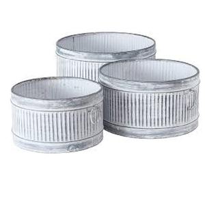 Jardinière en métal exclusive avec baignoire galvanisée en métal pour la décoration de la maison Décor d'hôtel et de restaurants Jardinière en forme de rectangle SET/3 - Product Image 6