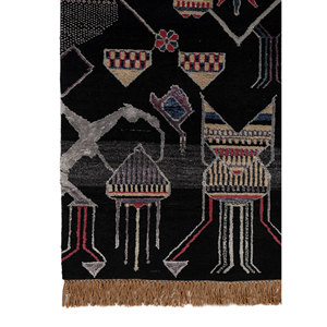 Manchaha Geometric Wool Bamboo Silk Hand Knotted Rugs High Grey Black Rectangle <b>Carpet</b> for Home Living Room Hallway-Les-2781 - Product Image 4