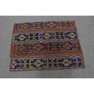 Alfombra Turca Vintage, Alfombra de 2.6x3.2 pies, Alfombra de Lana Ikat Azul - Product Image 2