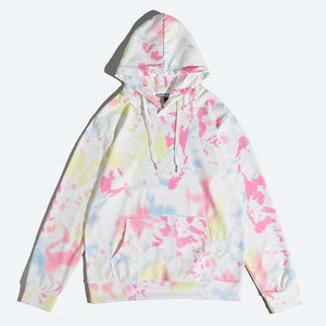Venta al por mayor personalizado 100% algodón Tie-Dye Sudadera con capucha transpirable y duradera para los hombres gran oferta estampado patrón ropa en blanco - Product Image 3