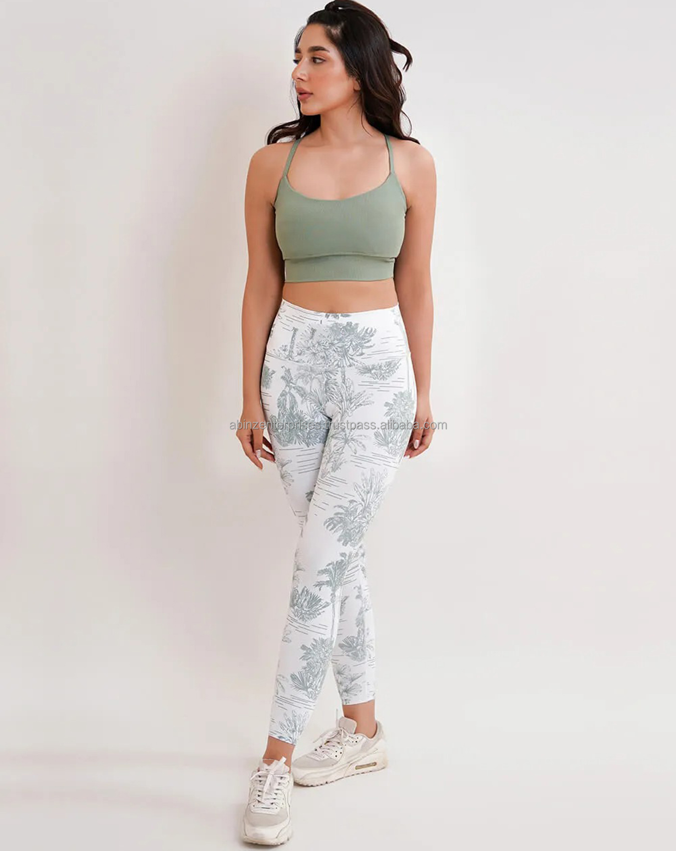 Women's Solid Front 2-Piece High Waist Yoga Set Sublimation Legging Square Neck Ribbed Bra Breathable Seamless Spandex/Nylon
