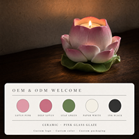Support de bougie en céramique fait main en forme de lotus, récipient rose pour bougie chauffe-plat, décoration d'autel bouddhiste pour la maison, ornement, OEM ODM, vente en gros, logo personnalisé