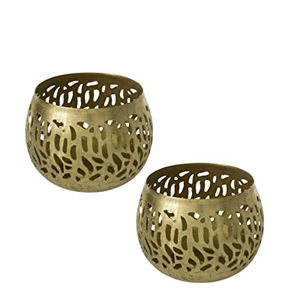 Metal Candle Holder Inside <b>Gold</b> Outside <b>Black</b> - Product Image 3