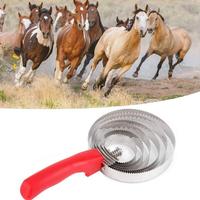Peigne à chevaux à 6 anneaux, dentelé, anti-démangeaisons, grattoir, brosse de nettoyage pour le dépoussiérage des animaux et le démêlage du bétail