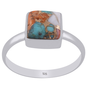 Buena calidad sólido 925 plata esterlina Natural caballo salvaje jaspe piedra preciosa cojín corte bisel ajuste anillos hechos a mano joyería fina - Product Image 6