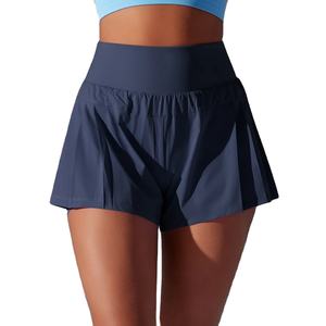 Shorts Deportivos de Cintura Alta para Mujer, Color Amarillo, para Gimnasio y Running, Elásticos, Transpirables, Ecológicos, de Secado Rápido, 100% Algodón, Sin Costuras - Product Image 3