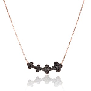 Pendentif en forme de trèfle multi-brins avec pierre en zircon noir, bijoux en argent sterling 925 faits à la main en Turquie, vente en gros - Product Image 3