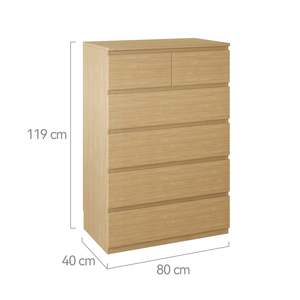 Sotta <b>6</b>-<b>Drawer</b> Tallboy Minimalist Nordic Design Solid Oak MDF Chest of <b>Drawers</b> Stainless Steel Metal for Bedroom Living Room - Product Image 5