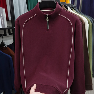 Camiseta de Hombre de Lujo con Media Cremallera, Cuello Alto, Manga Larga, Cálida, Informal, 100% Algodón Transpirable para Invierno - Product Image 2