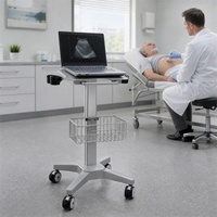Chariot médical mobile en aluminium de qualité aéronautique pour échographie avec transducteurs à double sonde