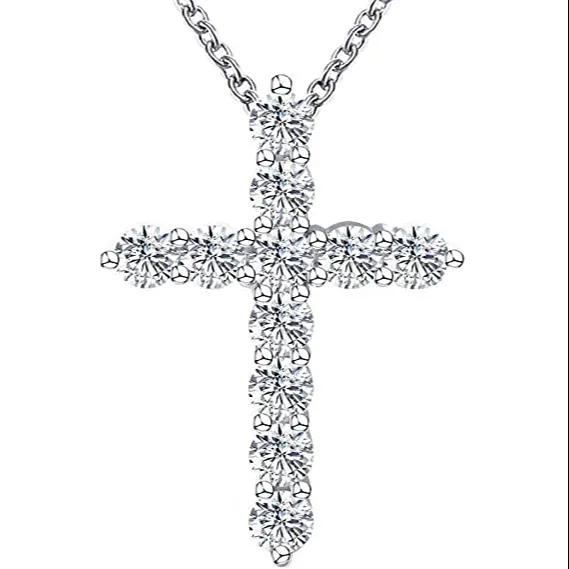 Hot Selling 14K Cross Pendant Charms 925 Sterling Silver D Color VVS1 Moissanite Pendants For Man Women Necklace