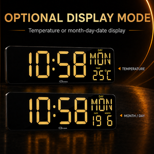 Reloj de Pared Digital LED Grande con Indicador de Temperatura, Calendario, Alarma, Reloj de Escritorio Rectangular Eléctrico para Sala de Estar - Product Image 3