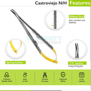Porte-aiguilles Castroviejo 140 mm en acier inoxydable, pinces de microchirurgie, outil de haute qualité à vendre - Product Image 2