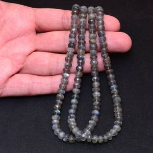 Labradorite naturelle 6mm-7mm perles de rondelle à facettes | brin de 18 pouces | Labradorite pierres précieuses semi-précieuses perles en vrac pour bijoux - Product Image 2