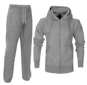 Vêtements de sport de couleur unie pour hommes style tendance de qualité supérieure ensembles de survêtements personnalisés en coton et polyester pour hommes avec fermeture à glissière de fitness à séchage rapide et mince - Product Image 5
