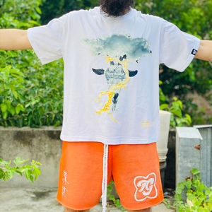 เสื้อยืดผ้าฝ้ายไมโครไฟเบอร์รุ่น100% สำหรับผู้ชายชุดเสื้อยืดแฟชั่นกางเกงขาสั้นซีดจางสำหรับฤดูร้อน - Product Image 3