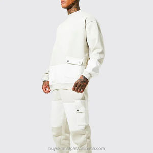 Chándal cargo unisex de dos tonos de gran tamaño con logotipo personalizado, chándal de maternidad de diseñador de invierno de dos piezas para hombre, respetuoso con el medio ambiente - Product Image 5