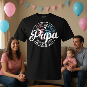 T-shirt de révélation du sexe pour futur papa – Rose ou bleu – Idéal pour baby shower – Motif « Papa » - Product Image 3