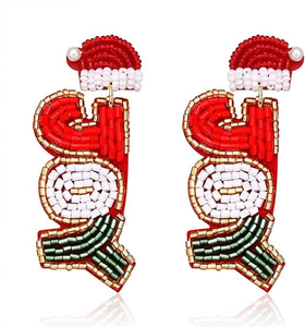 Pendientes de Navidad con bordado de cuentas con estilo hecho a mano de Papá Noel, joyería navideña, pendientes artesanales festivos, abalorios, se aceptan personalizados - Product Image 1