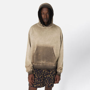 Vintage Acid Wash 100% Cotton <b>Fleece</b> Hoodie for <b>Men</b> Custom Logo 450gsm Oversized Pullover <b>Thick</b> Heavy for Winter <b>Men</b> Hoodie - Product Image 4