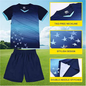 Conjunto de Camisetas Deportivas Personalizadas Transpirables Unisex para Adultos, Uniformes de Fútbol de Manga Corta con Estampado por Transferencia de Calor, 100% - Product Image 4