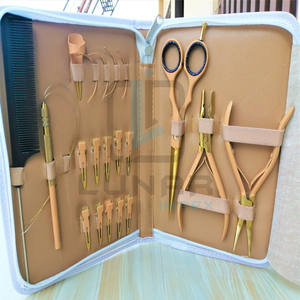 Kit de Peinado Profesional con Múltiples Herramientas para el Cabello en Color Dorado Plasma y Estuche de Cuero PVC Color Bronceado - Product Image 6