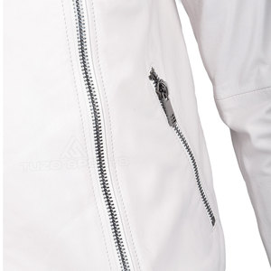 2023 arrivée blanc teinture couleur bloc hommes en cuir véritable veste personnalisée de haute qualité imperméable hiver Moto Biker Style OEM Service - Product Image 4