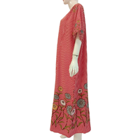 CHRYSANTA Robe d'intérieur décontractée grande taille pour femmes Abaya chemise de nuit en rayonne unie avec manches courtes brodées Vêtements de maison quotidiens décontractés