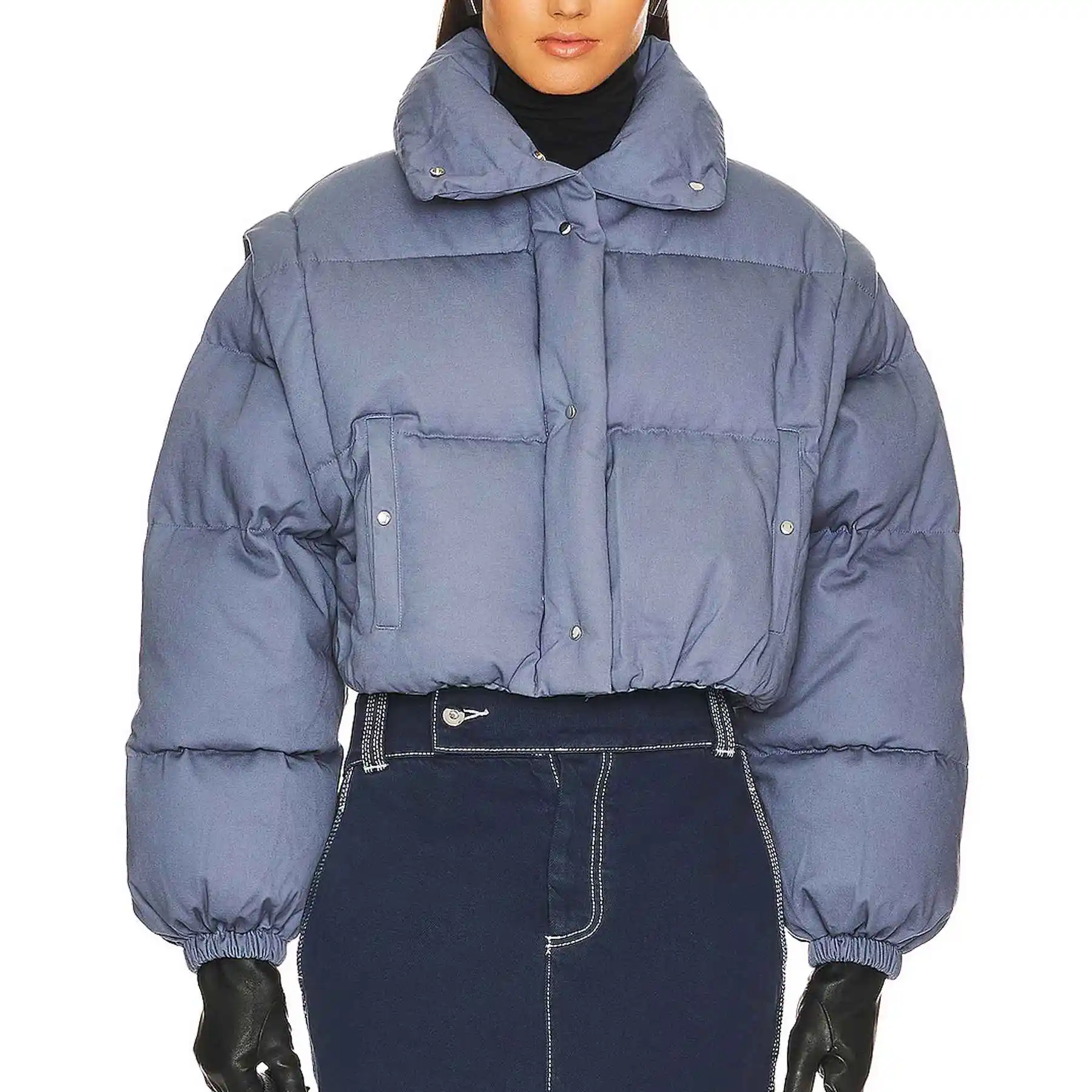 新作卸売価格クロップドフグジャケット女性用2024/最高品質100% ポリエステルカスタマイズバブル女性用フグジャケット