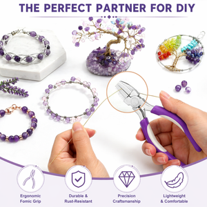 Pince à bec plat en nylon pour la fabrication de bijoux, outil anti-rayures, pince à bec souple pour l'enroulement de fil, poignée violette - Product Image 6