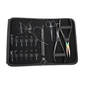 Ensemble d'outils professionnels pour extensions de cheveux, pince à sertir plate, pince à ouvrir les micro-perles, pince à retirer, ciseaux de coupe, pinces à bec de canard - Product Image 5
