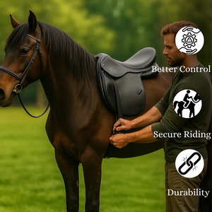 Selle anglaise en cuir noir de qualité export 2026 / Siège rembourré souple pour le saut d'obstacles et l'équitation de spectacle / Équipement équestre haut de gamme - Product Image 3