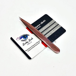 Pinzas para pestañas QB con etiqueta personalizada, la mejor calidad, titanio, oro rosa, volumen recto inclinado, extensiones de pestañas rusas, cejas - Product Image 5