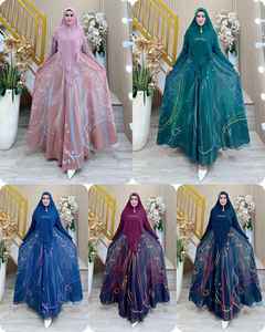 Venta caliente Royal Maroon Blush Serenity Emerald Grace Modest Sets Elegante Satén Syari Con Capucha Casual Tassel Midnight Elegance - Product Image 1