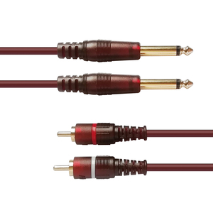 <span class=keywords><strong>Cable</strong></span> de audio Dual de 6,35mm a Dual <span class=keywords><strong>RCA</strong></span> para mezclador de amplificador de guitarra-chaqueta de PVC Compatible con micrófono de uso profesional - Product Image 3