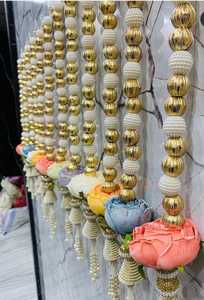 ดอกกุหลาบใหญ่ประดับด้วยไข่มุกหลากสีโกต้าอินเดียนพวงมาลัยมอตติดอกไม้ลาเต้สำหรับตกแต่งงานแต่งงานและงานเทศกาลอินเดีย - Product Image 3