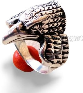 Bague pour homme, bande unie, bague en argent, bague lourde, signet, tête d'aigle, bague artisanale, bijoux personnalisés, bague en argent massif 925 - Product Image 1