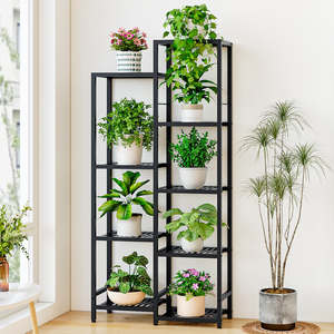 Pot de fleurs moderne et unique avec support, pour intérieur et extérieur, pour table, toit, balcon, revêtement en poudre - Product Image 2