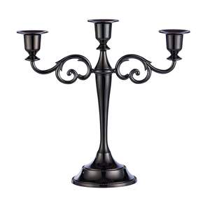 Candélabre en fer noir avec des détails en spirale et un style à trois bras pour une décoration intérieure élégante - Product Image 3