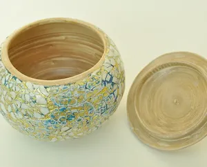 Wholesale New Collection of Natural Spun Bamboo Pot Eggshell <b>with</b> <b>Lid</b> Spun Bamboo Tablewares Handmade in Viet Nam - Product Image 3