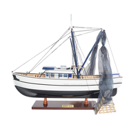 B044 - Modèle de bateau à crevettes en bois fait main, navire de pêche en cèdre, décoration nautique antique, autoportant, peint sur mesure, Vietnam