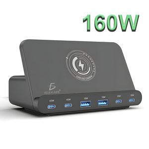 Caricatore Wireless da Scrivania 7-in-1 da 160W per Cellulari e Laptop, 6 Porte di Ricarica, 2 USB, 4 Type-C, in Materiale PC con Lampada per Casa - Product Image 2