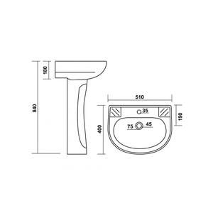 Ensemble de lavabo Candy avec piédestal - Design moderne, écologique, facile à nettoyer, forme haute, aspect lumineux, convient à la salle de bain à domicile - Product Image 3
