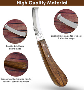 Herramientas de herrador Premium, cuchillo de pezuña de doble cara, trabajo fácil para ambos lados, hoja afilada clásica, mango de madera, acero inoxidable - Product Image 3