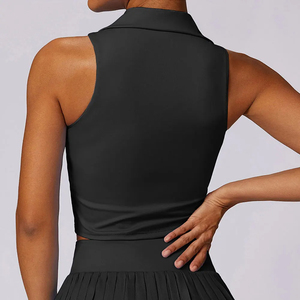 เสื้อแขนกุดแห้งเร็วสำหรับผู้หญิงใส่เล่นกอล์ฟชุดเล่นกีฬาเสื้อใส่เล่นเทนนิสฟิตเนสคุณภาพสูงกำหนดโลโก้ได้เองจากโรงงาน - Product Image 3